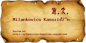 Milankovics Kasszián névjegykártya